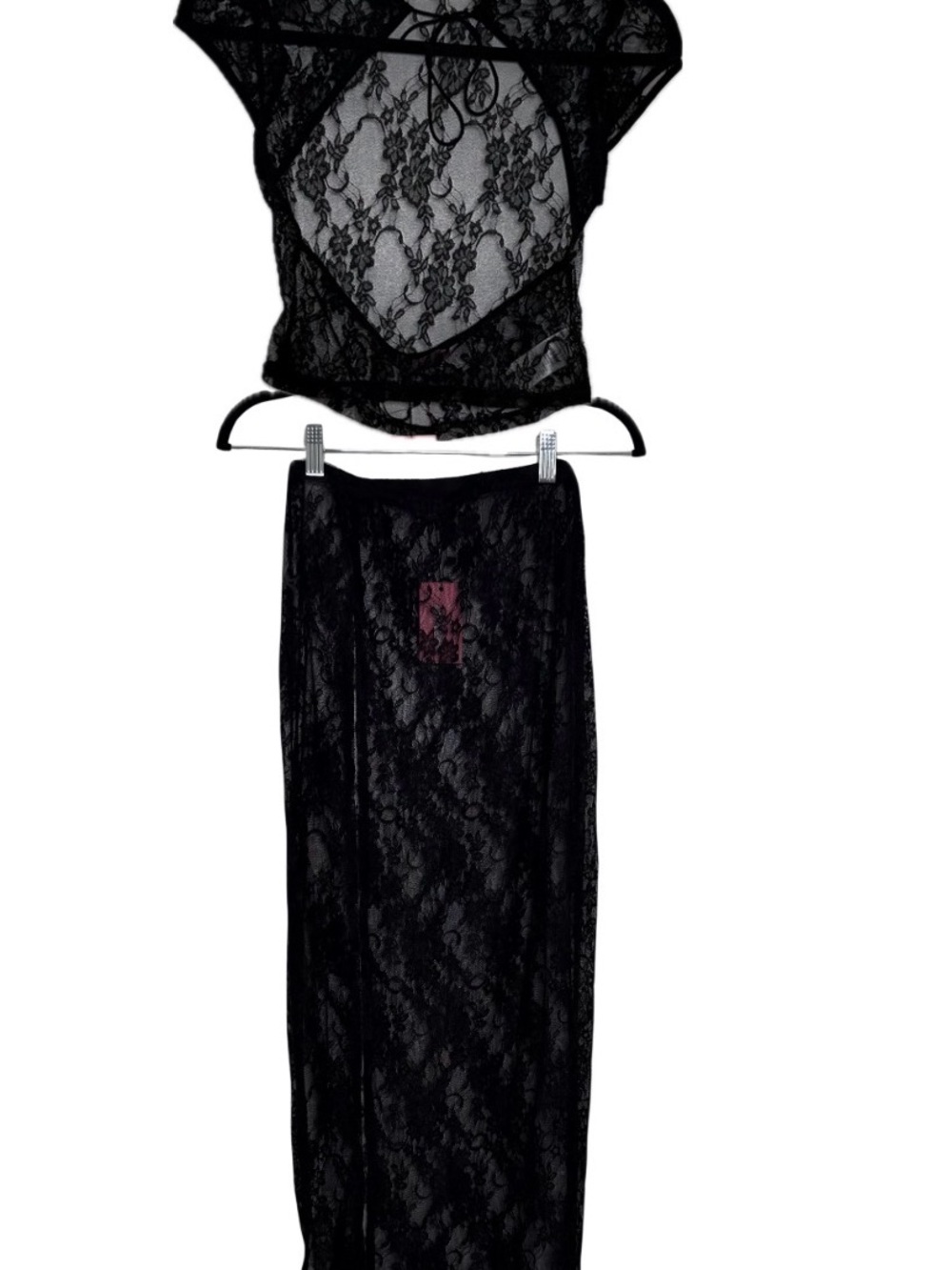 EDIKTED Sheer Black Lace Top & Skirt